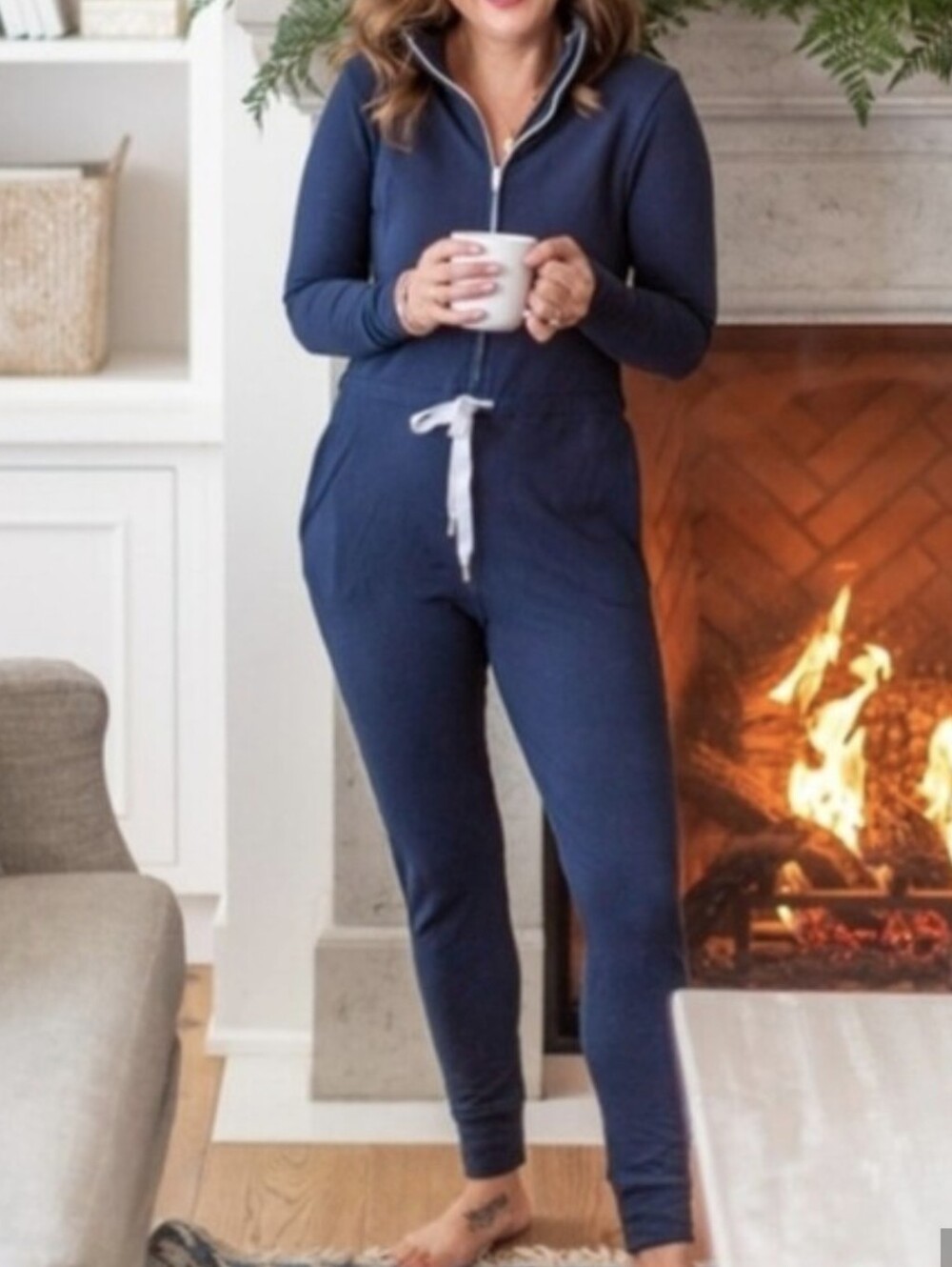 Smash + Tess Navy Knit Zip Romper